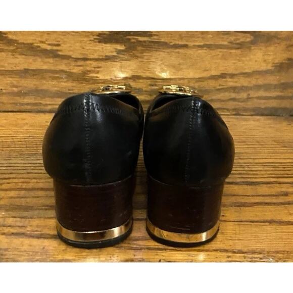 Tory Burch Amy Logo Pump Heels Shoes Womens Size 8.5M Black Leather Slip On - Picture 5 of 11